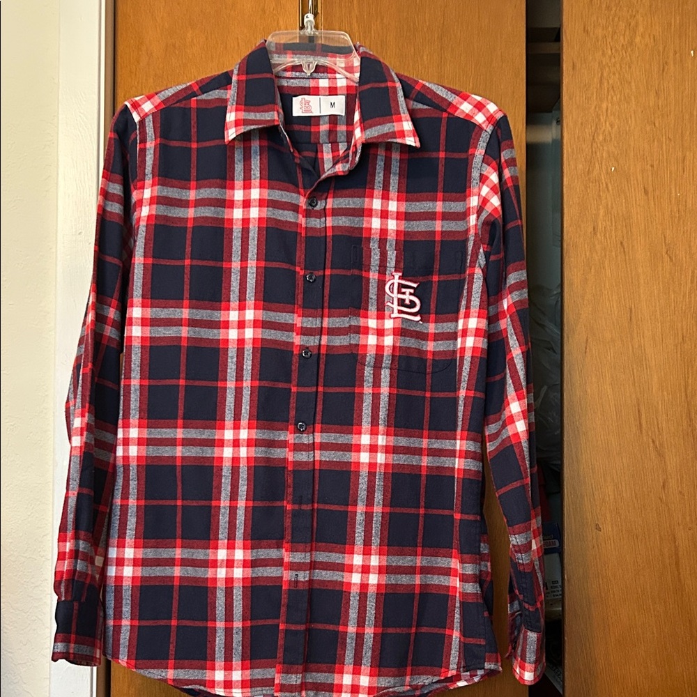Saint Louis Crystal Navy, Red & White Plaid Button-Down Shirt